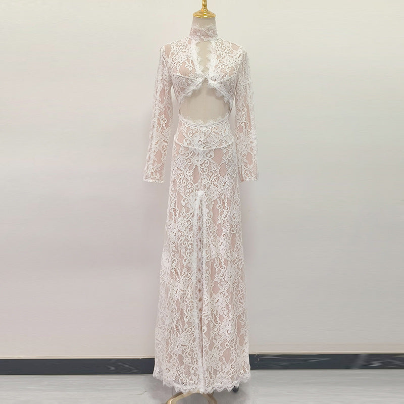 Women's High-grade Lace Fabric Backless Sexy Dress Dresses