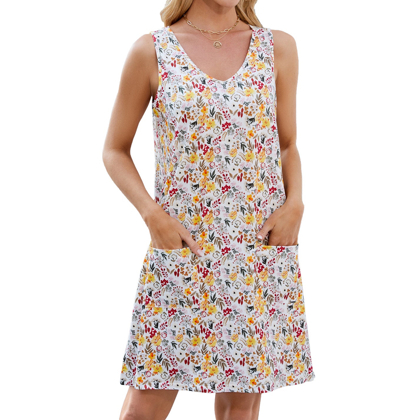 Printed Sling Loose Casual Sleeveless Dress Dresses