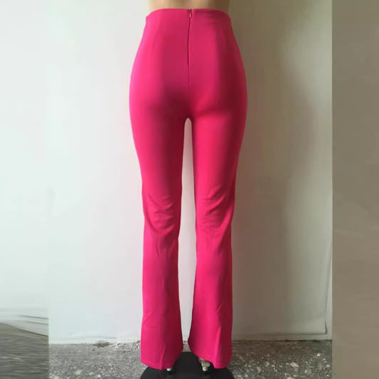 Women's Cool Double-breasted Flared Color Can Be Pants