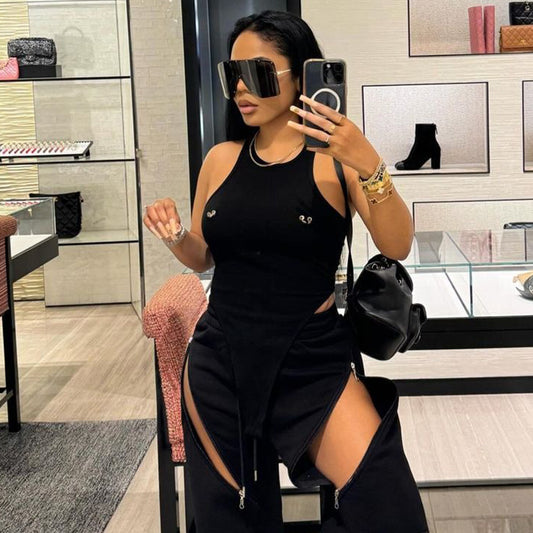 Women's Sexy Hot Round Neck Hollow Out Jumpsuits