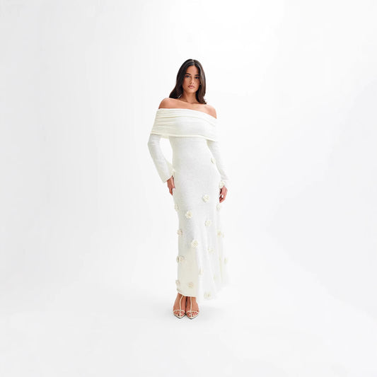 Women's Sexy Three-dimensional Flower Dress Knitted Dresses