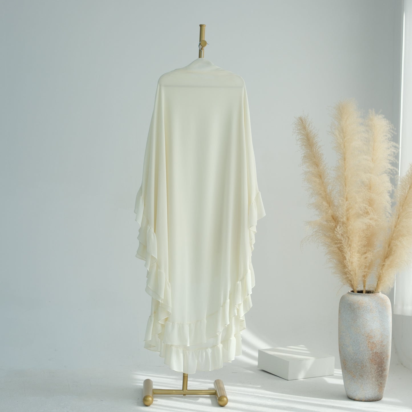 Ruffled Big Swing Headscarf Solid Color Dresses