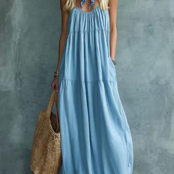 Vintage Bohemian Style Loose Vacation Blended Dress