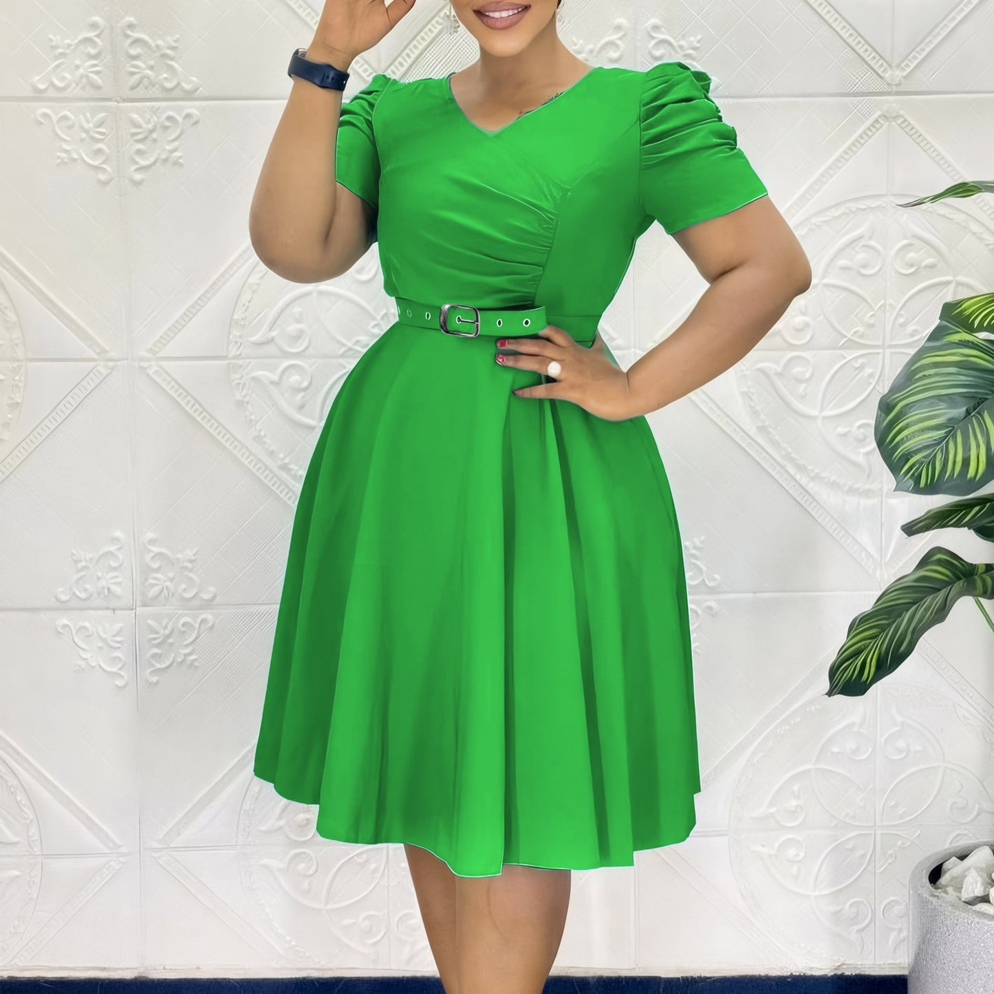 Women's Fashionable Pleated Elegant Large Swing Dress Dresses