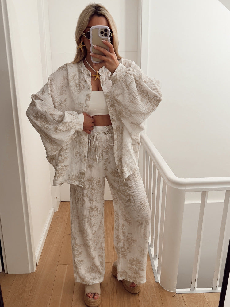 Women's Long Sleeve High Waist Straight Two-piece Fashion Temperament Suits