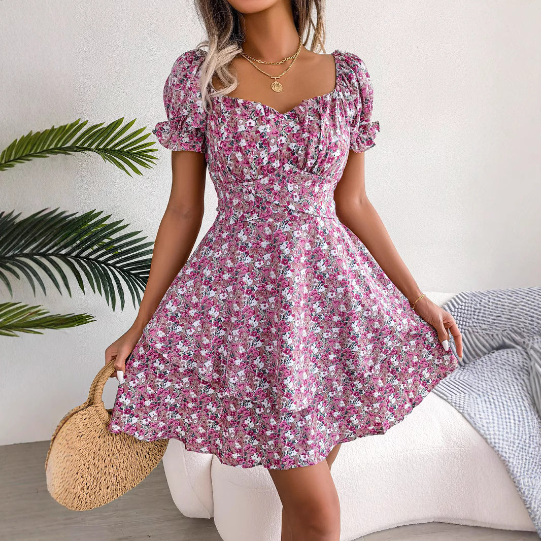 Charming Women's Elegant Floral Large Hem Dress