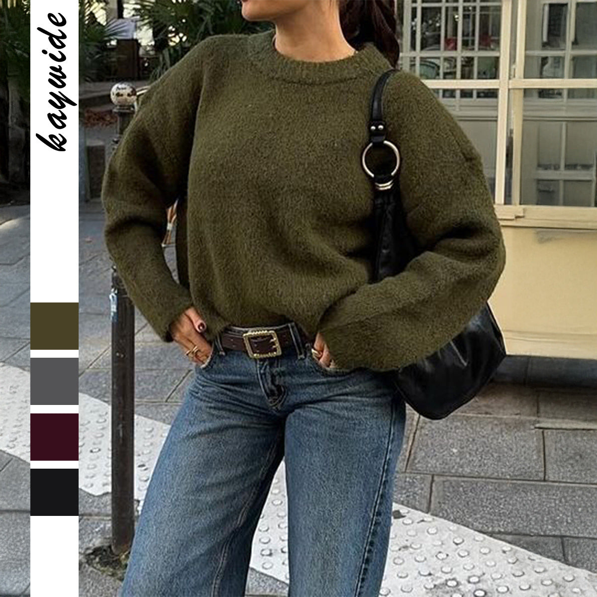 Women's Simple Fashion Woolen Long Sleeve Solid Color Sweaters