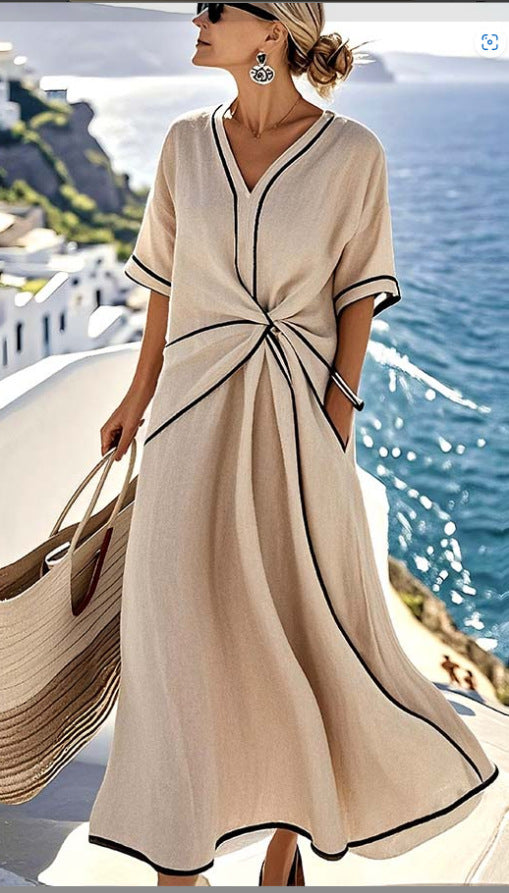 Women's Fashion Elegant Graceful Commuter Printed Striped Comfortable For Dress