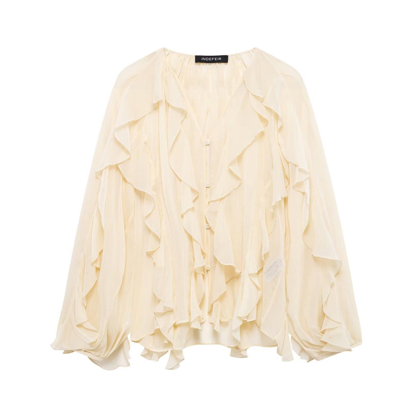 Laminated Decoration Solid Color Shirt Purplish Blouses