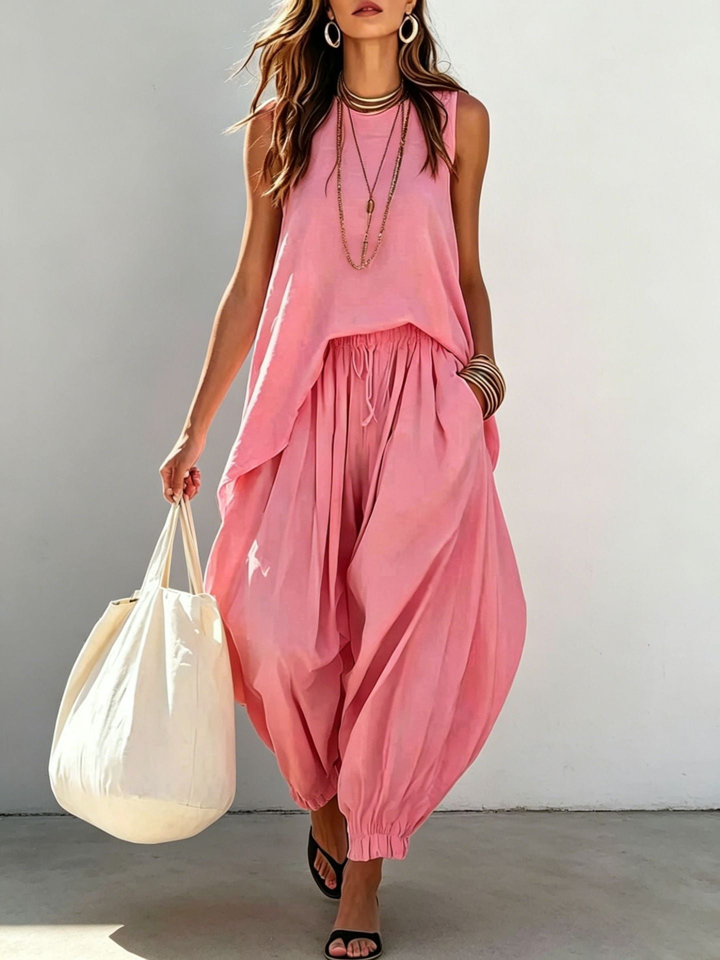 Loose Sleeveless Bloomers Two-piece Bohemian Style Holiday Tops