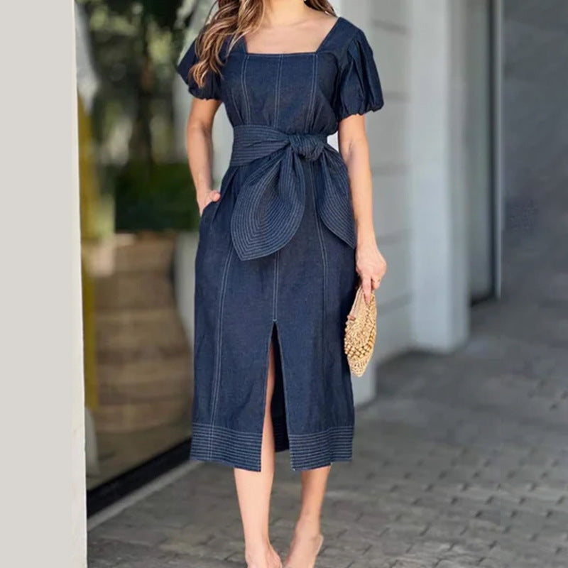 Difficulty Fashion Denim Bandage Tassel Patchwork Skirts