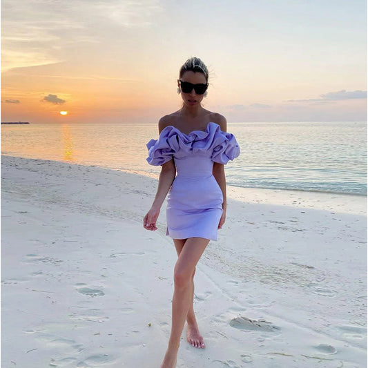 Pure Color Floor Shoulder Stringy Seedge Dresses