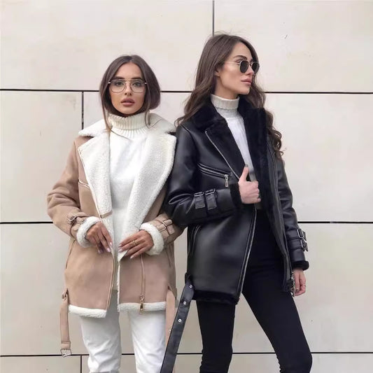 Women's Lapel Zipper Fashion Wear Long Sleeve Coats