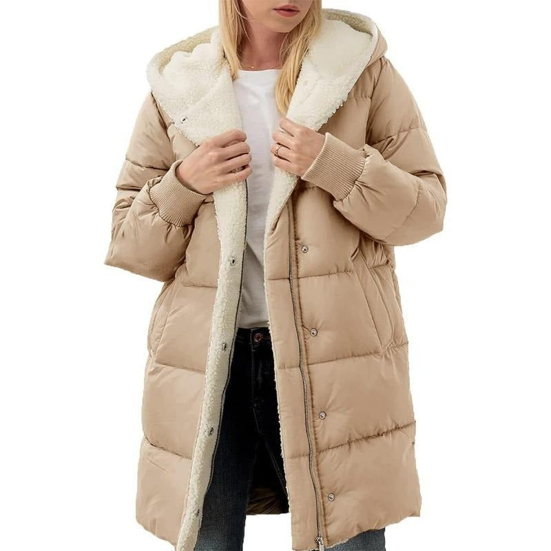 Hooded Cotton Long Sleeve Double-sided Veet Slim Coats