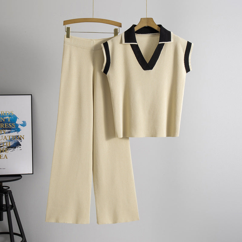 Women's Knitted Two-piece Summer Loose Slimming Fashion Suits