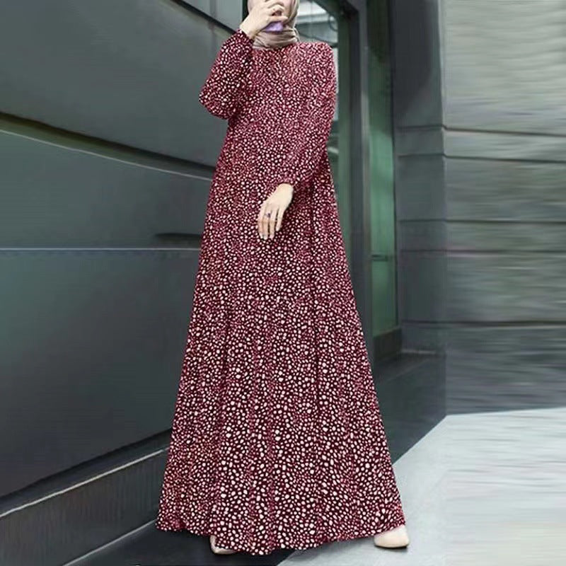 Comfort Casual Polka Dot Long Sleeve Pullover Loose Dress