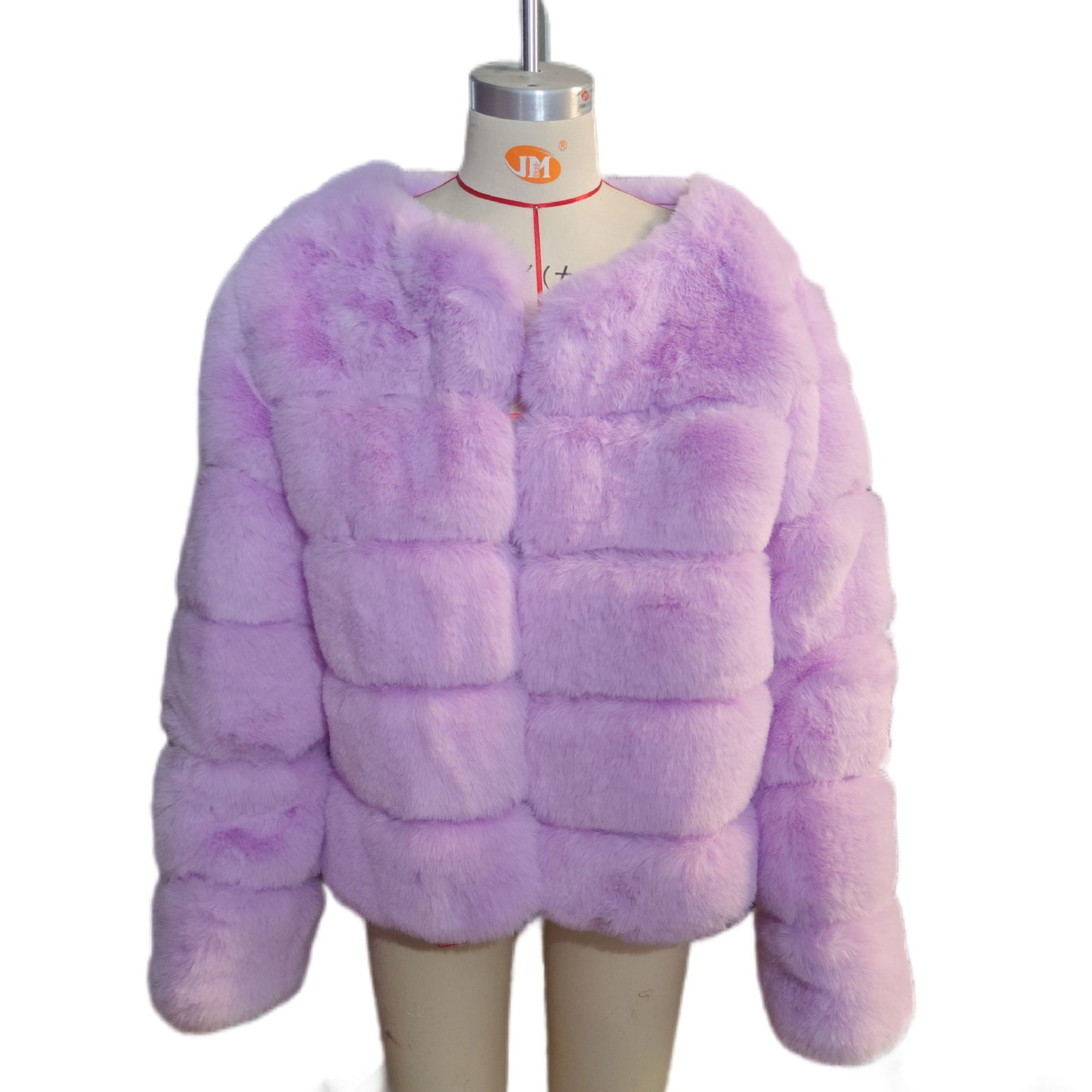 Women's Faux Fox Fur Chic Horizontal Stitching Coats