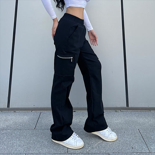 Women's Trendy Cargo Pocket Zipper Trousers Loose Pants