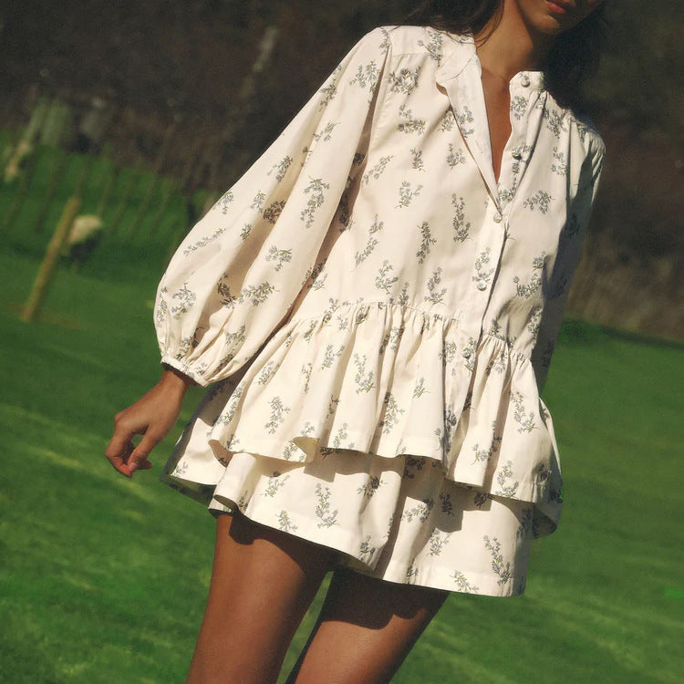 French Style Classic Puff Sleeve Small Suits