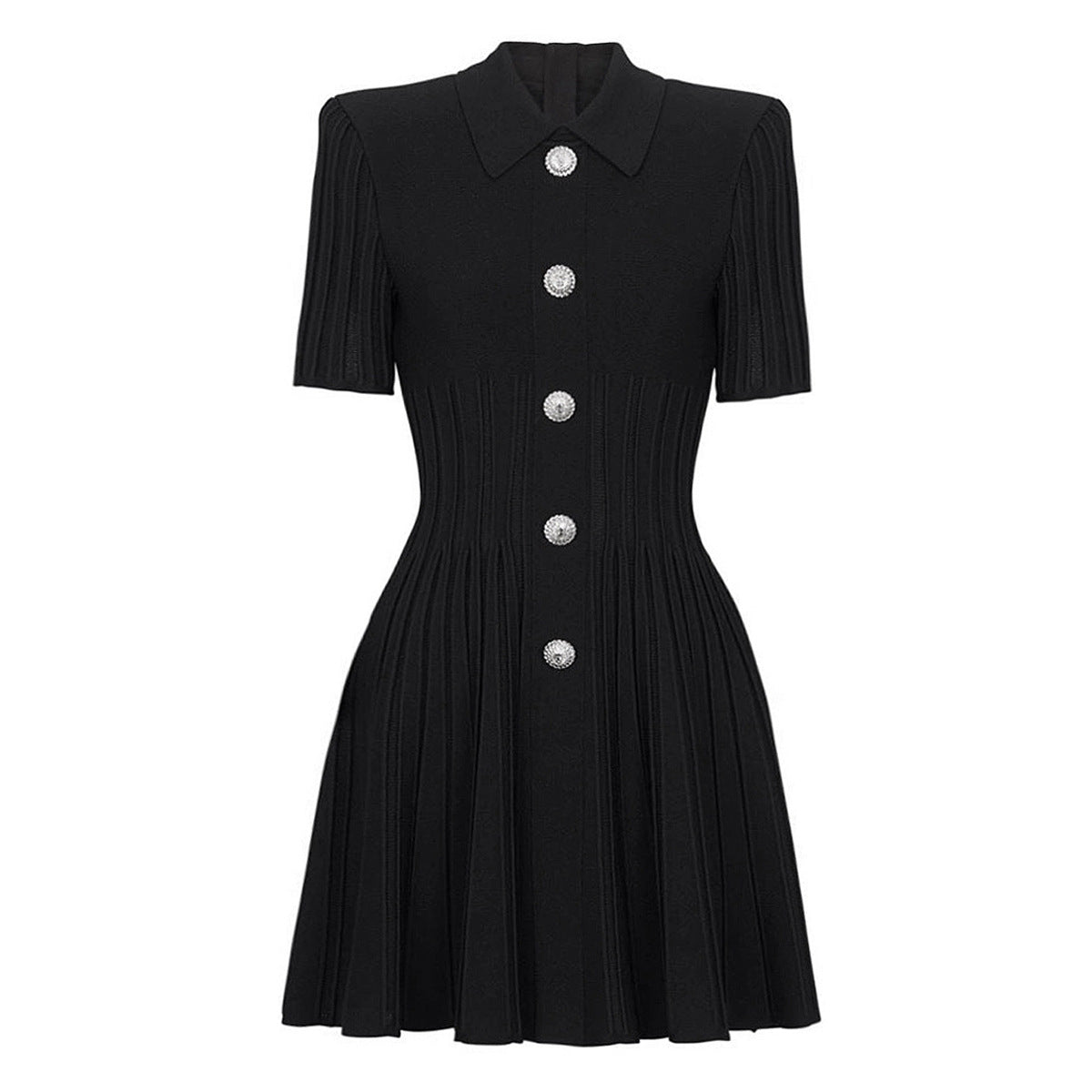 Women's Version Summer Fashion Quality Knitted Lapel Slim Slimming Dresses