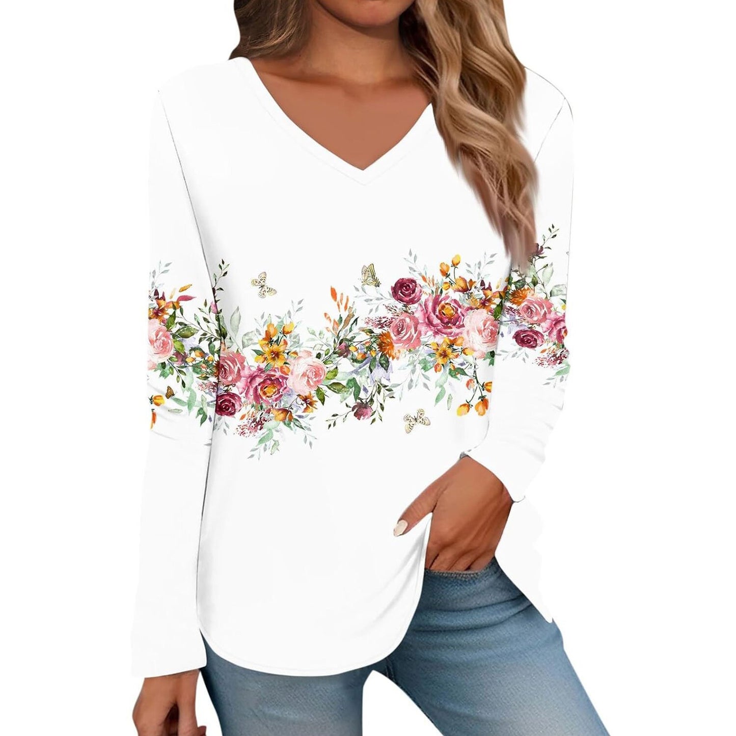 Women's Versatile Creative Printed Long Sleeves Blouses