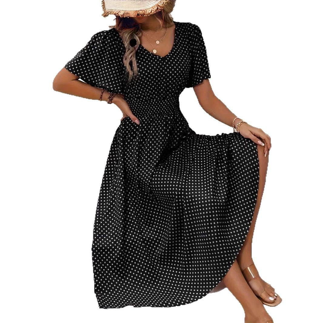 Quick Polka Dot Pullover Leisure Dress Dresses