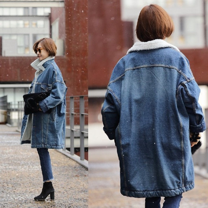 Women's Winter Fleece-lined Thick Mid-length Lamb Wool Coats