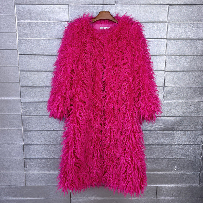 Imitation Tan Wool Extended Furry Color Coats