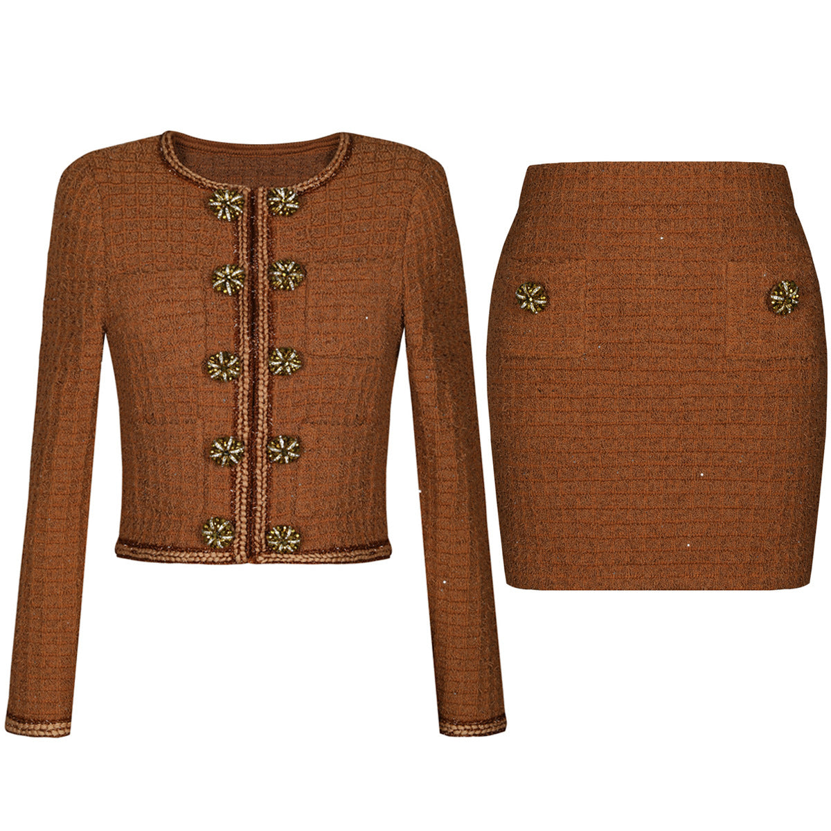 Quality Knitted Classic Style Half-length Outfit Suits