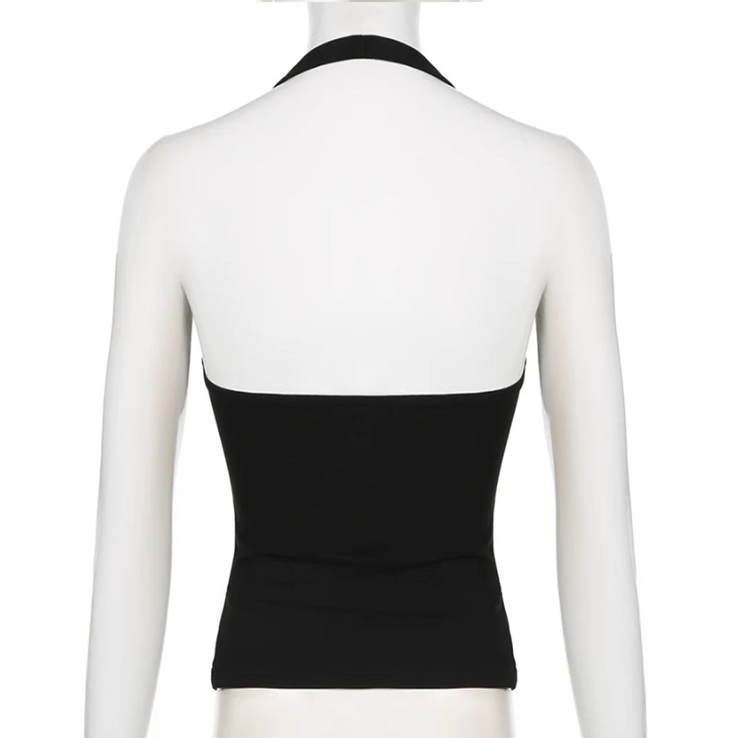 Women's Sexy Halter Backless Slit Sleeveless Summer Tops