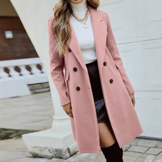 Trade Lady Temperament Elegant Double-breasted Woolen Coats