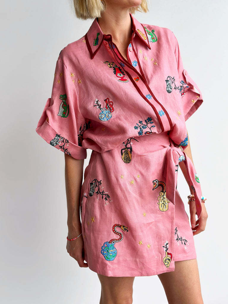 Fashion Casual Linen Shirt Collar Two-piece Suits