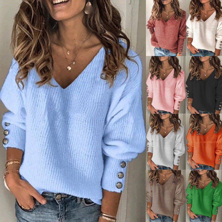 Creative Women's Loose T-shirt Solid Color Sweater