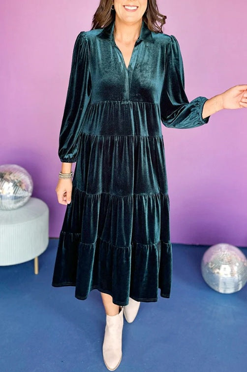 Attractive Long Veet Loose Ruffled Large Dress