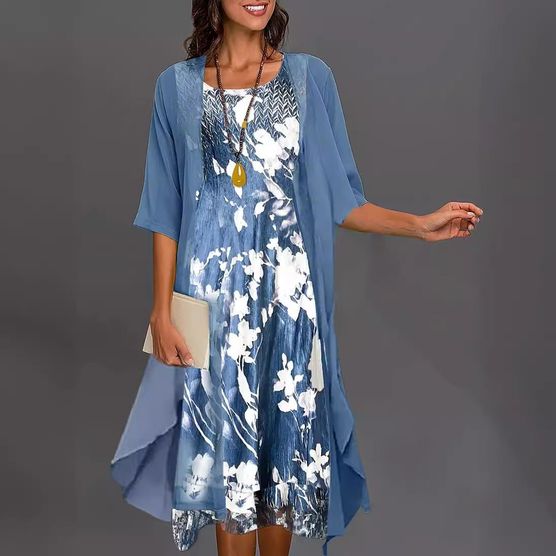 Innovative Fashion Elegant Chiffon Two-piece Set Dress