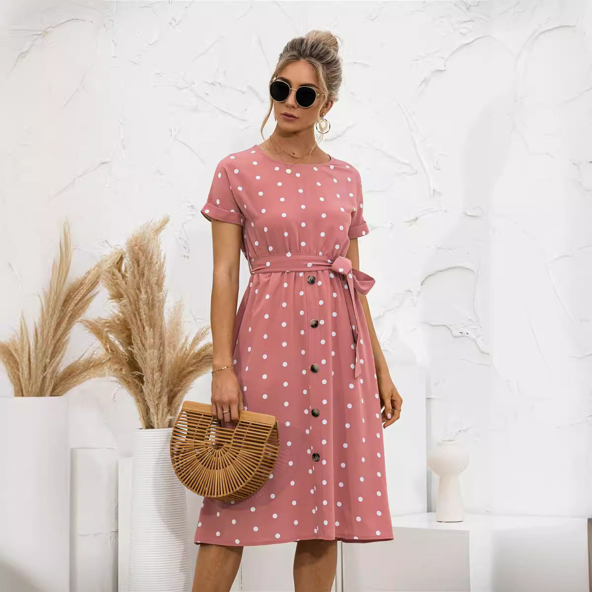 Trendy Summer Popular Polka Dot Breasted Dress