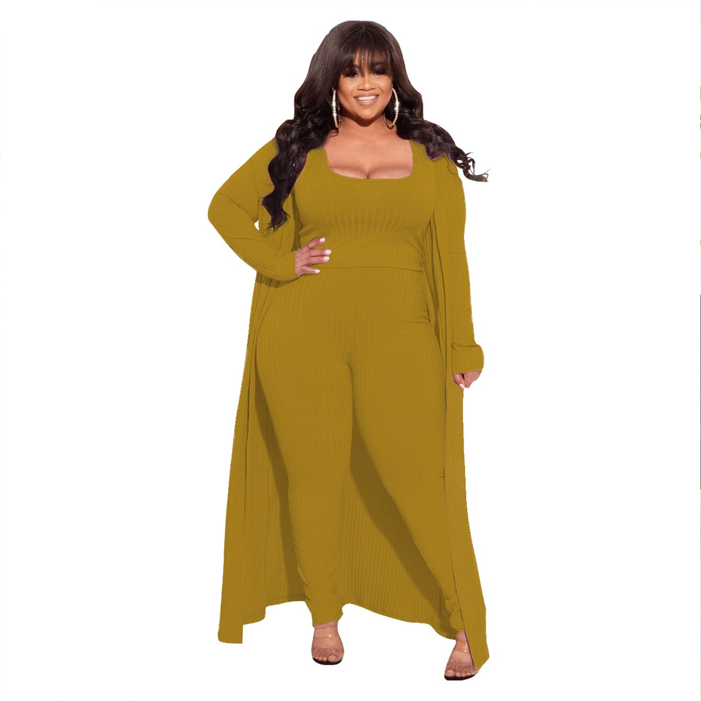 Elastic Sunken Stripe Three-piece Large Fashion Suits