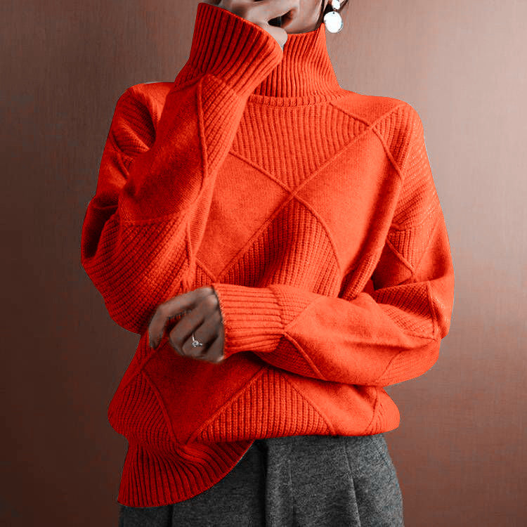 Women's Loose Temperament Commuter Solid Color Turtleneck Sweater