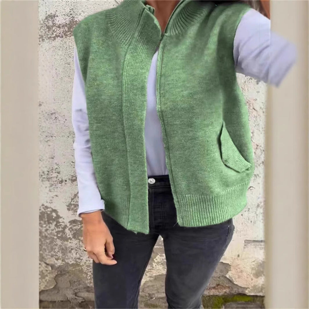 Women's Stand Collar Zipper Winter Loose Casual Vests