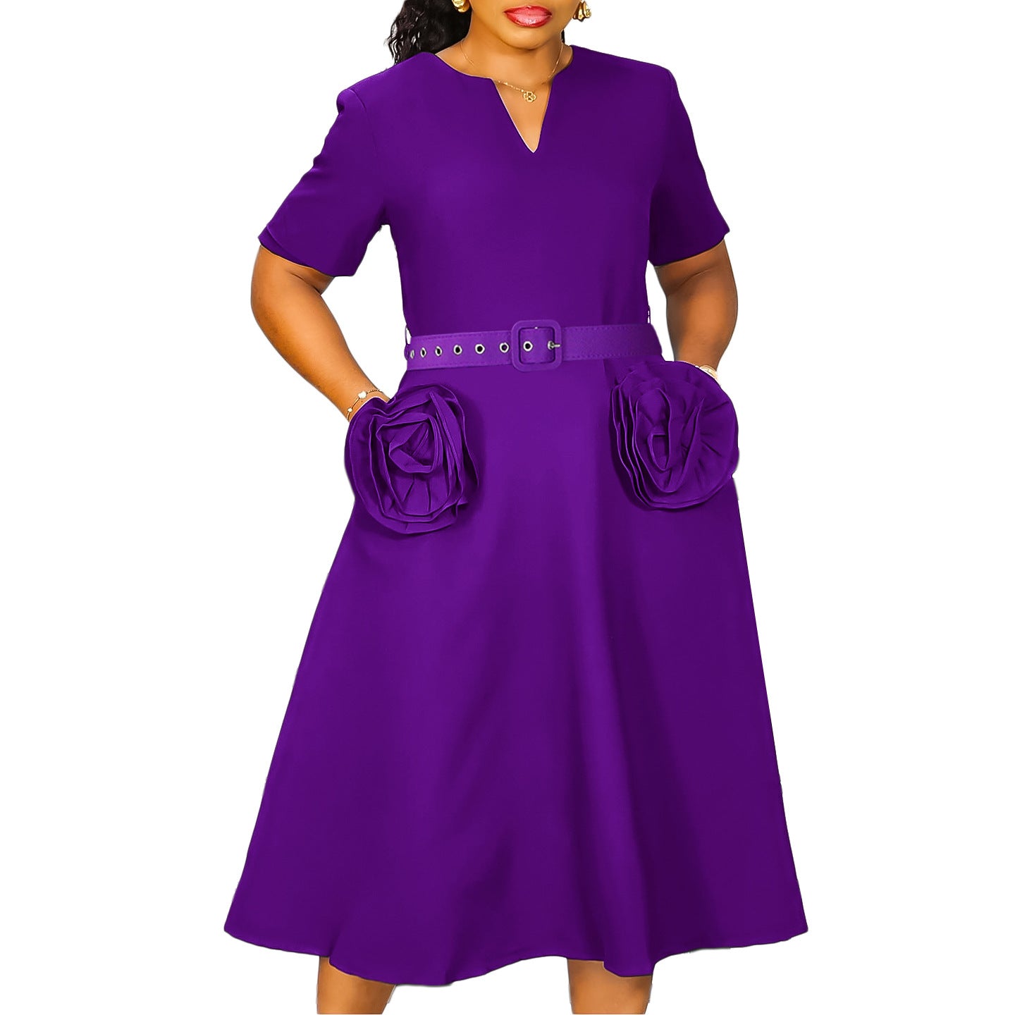 Women's Fashion Elegant Sleeve Tight Waist A- Dresses