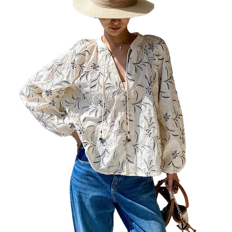 Women's Long Sleeve Shirt French Style Design Blouses