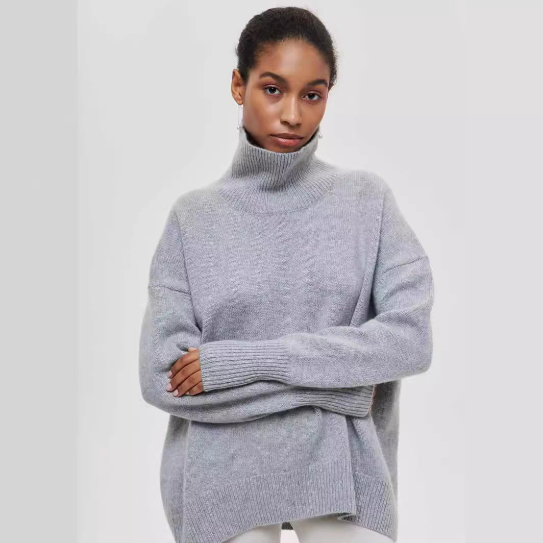 Casual Women's Loose Mock Neck Russian Sweater