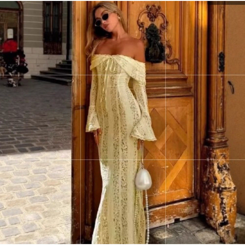 Women's Fashion Elegant Sexy Tube Lace Dress Tops