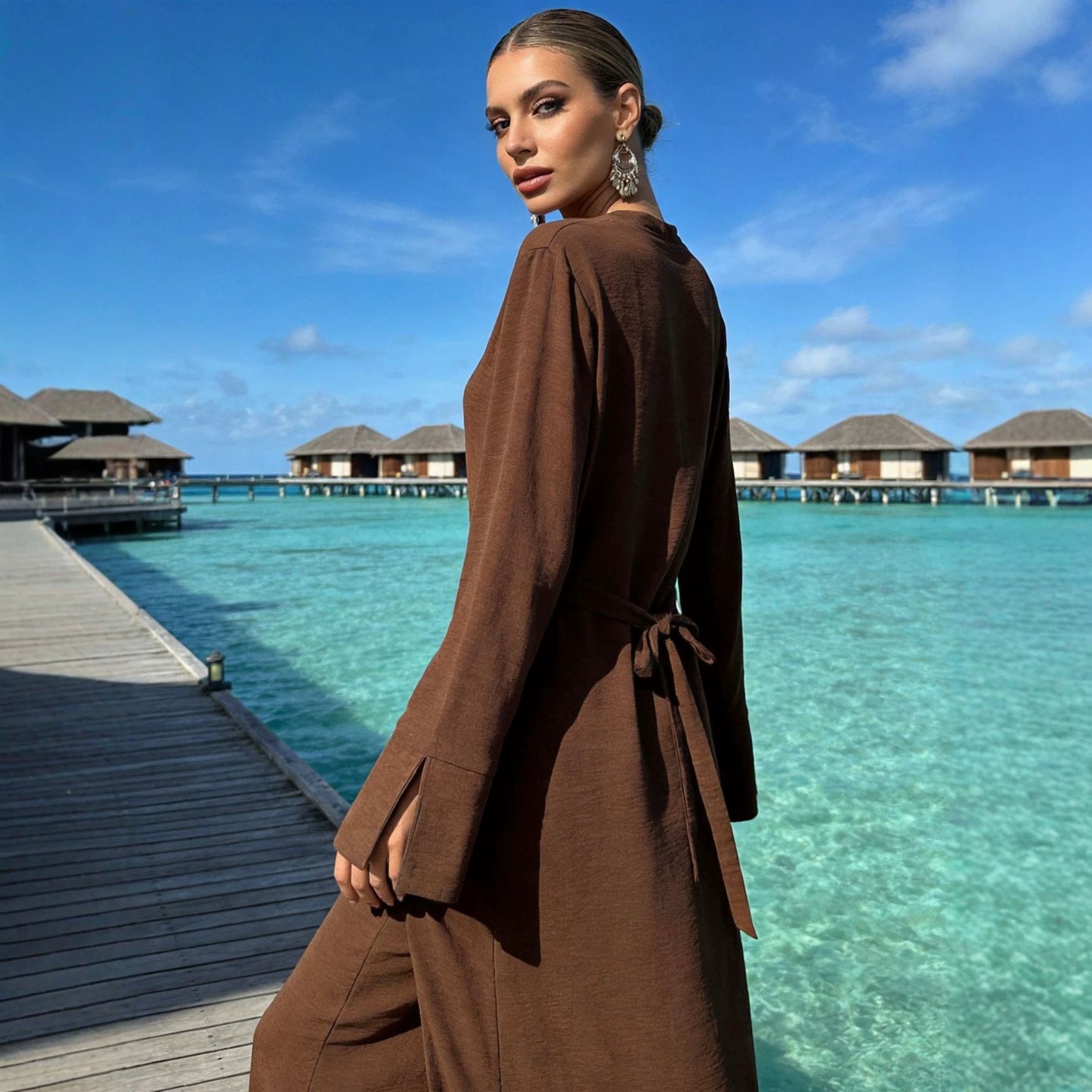 Elegant Long Shirt Two-piece Fashion Single-breasted Dress