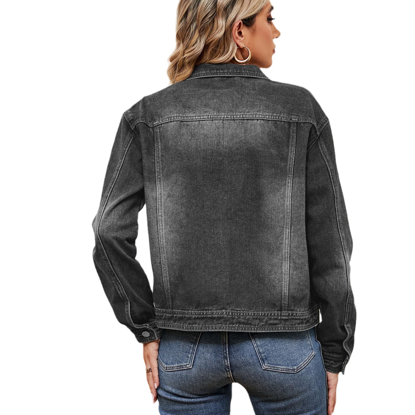 Women's Washed Denim Casual Long Sleeve Jackets