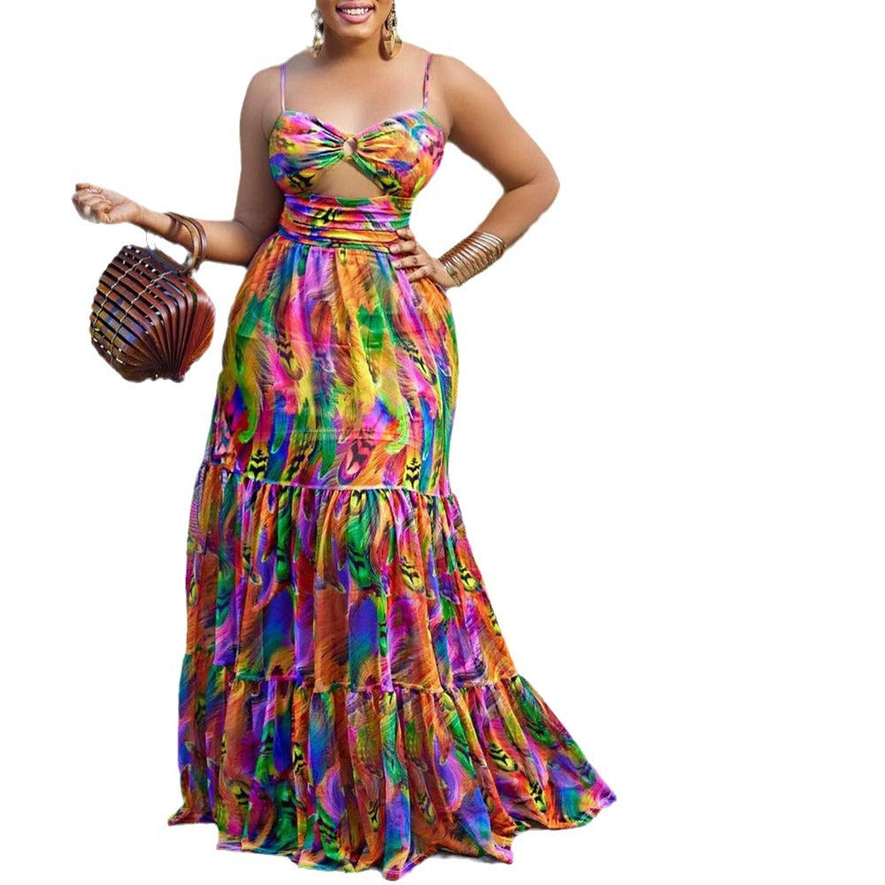 Women's Summer Sexy Slip Dress Printed Sleeveless Dresses
