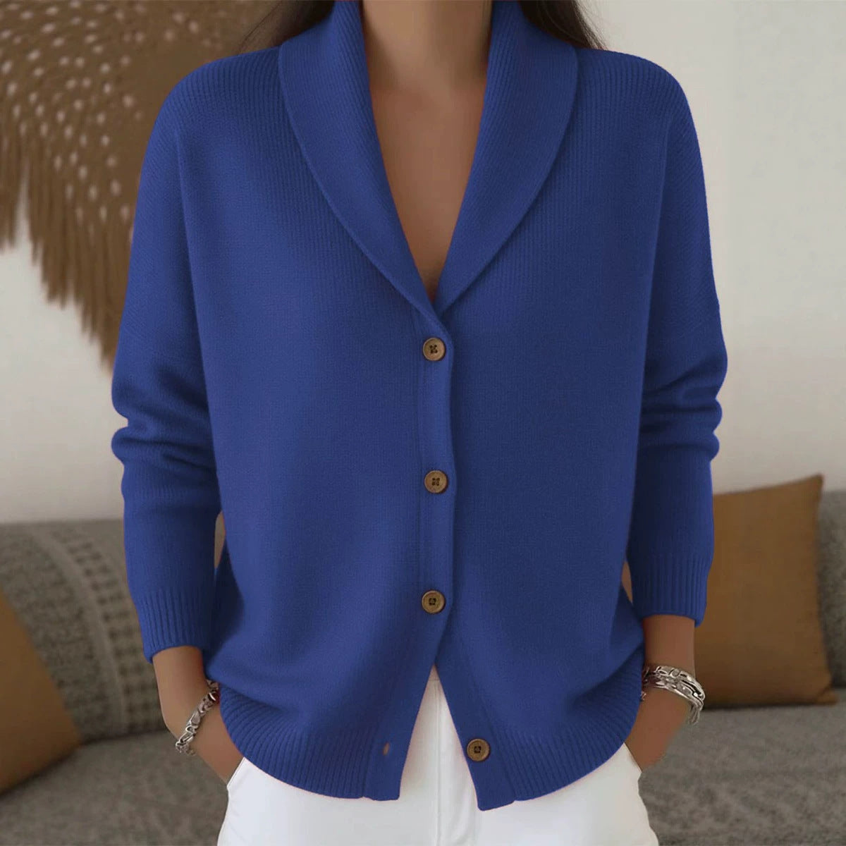 Women's Lazy Style Lapel Button Solid Color Long Cardigans