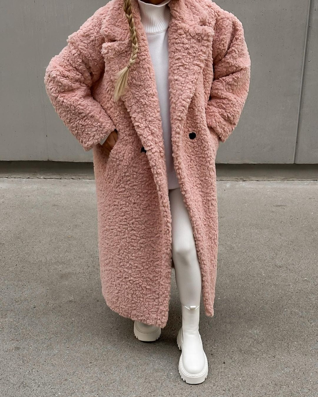 Women's Temperament Commute Long Sleeve Lapel Plush Coats