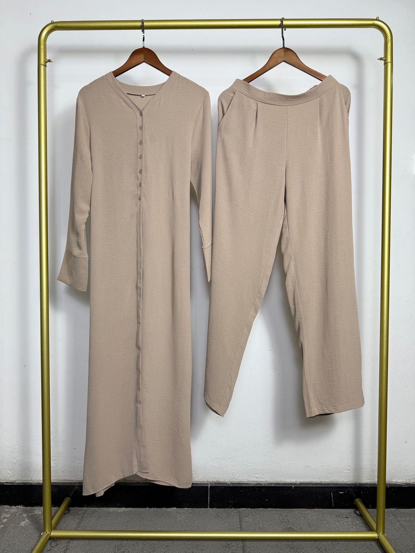 Elegant Long Shirt Two-piece Fashion Single-breasted Dress