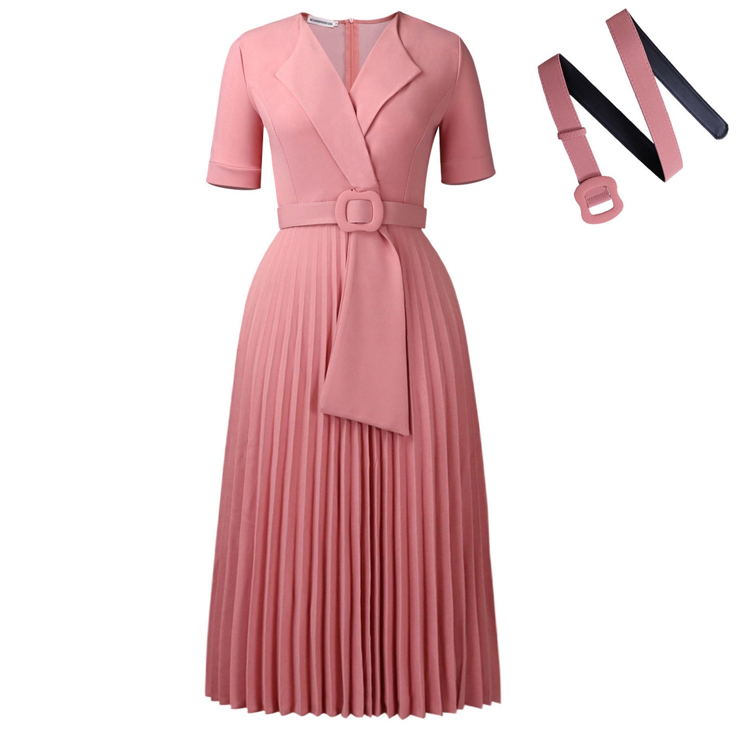 Sleeve Fashion Elegant Pleated High Waist Dresses